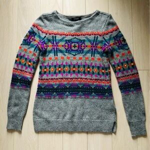 Chaps Denim Grey Jacquard Sweater